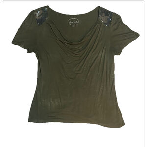 Women's INC International Concepts Green Short Sleeve Tee XL